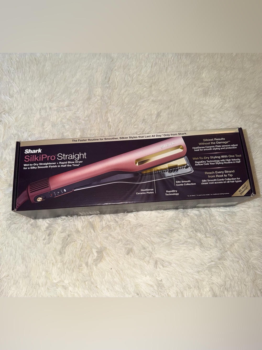 NWB Shark SilkiPro Hair Straightener And Dryer Rose Petal Pink